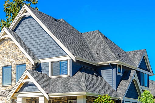 house with multiple roof lines 2 stories