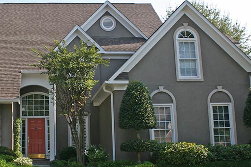 modern house with dark stucco face